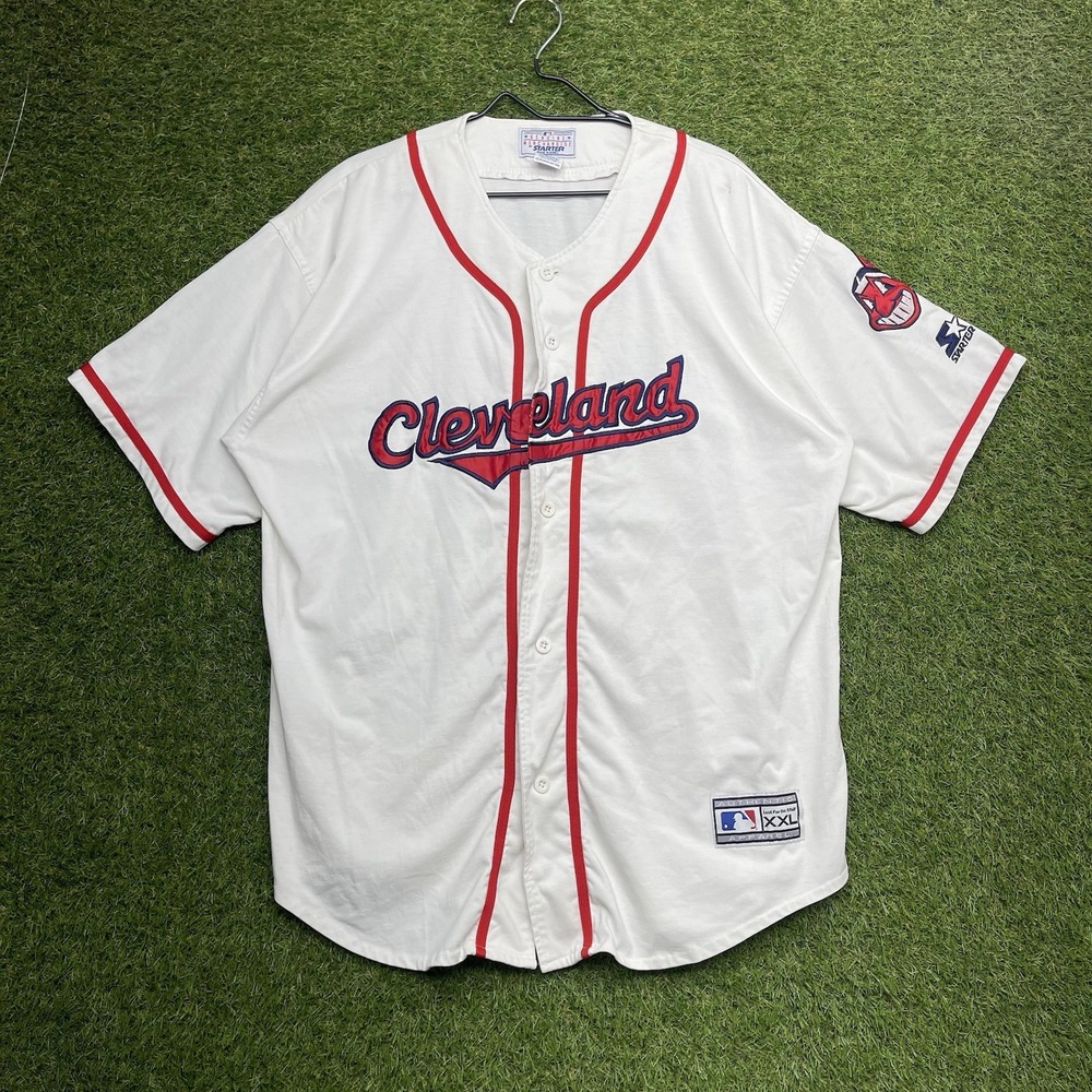 Cleveland Indians Starter Chief Wahoo Jersey Mens 2XL White MLB Baseball Blank